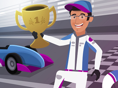 Grand Prix car character grand prix illustration race trophy