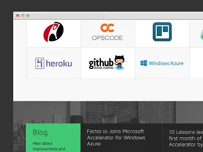 Factor further down page blog blue chef feed flat github green grey heroku overlay rackspace windows