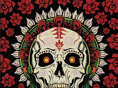 Catrina Dribble day of the dead death dia de los muertos illustration mexico postcard skeleton sugar skull vector