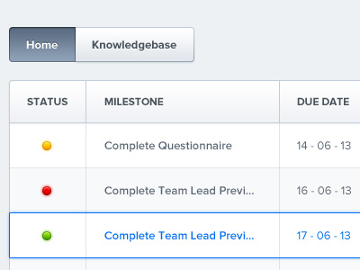 Status blue button clean milestone status ui white