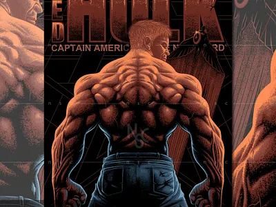 BACK OF RED HULK apparel avengers brave new word captain america character clothing comics fitness hulk illustration marvel monster movie poster muscle poster design red hulk sam wilson superhero vilain workout