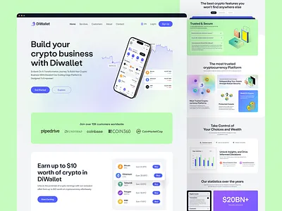 Crypto Landing Page brand presentation branding inspiration crypto landing page crypto website cryptocurrency cryptocurrency landing page finance landing page finance website financial interface product ui uiux design ux web web site website website design