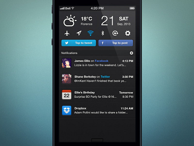Notification Center iOS7 design flat ios ios7 notification center notifications