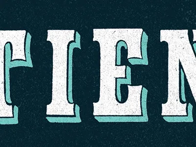 Patience blue lettering texture type typography vintage