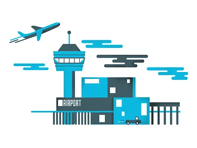 Airport airplane airport building cloud jet plane truck