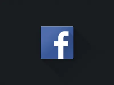 Facebook blue facebook icon long rebound shadow