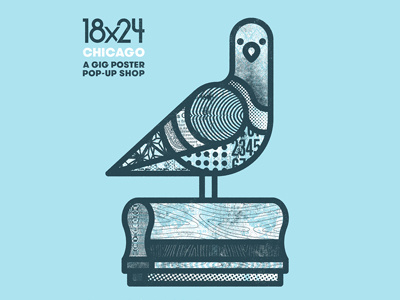 18x24 Chicago 2013 adam hanson art print bird cartoon design gig poster illustration outline pattern pigeon screen print texture thick lines vector