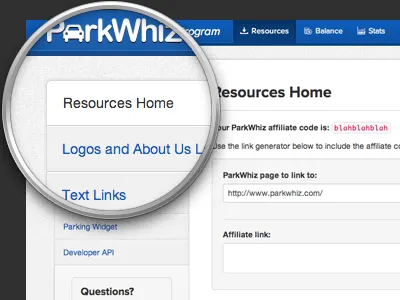 Affiliate Dashboard Redesign blue dashboard grey logo nav parking pixel perfect side sidenav