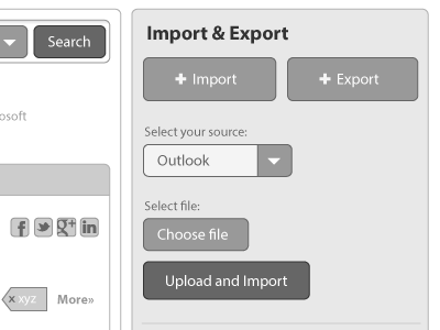 Example of Sage Web Application Contacts Import (wireframes)