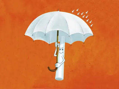 Keep Dry chalk illustration orange practice umbrella white