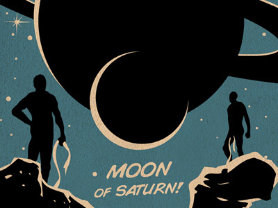 Rhea - Moon of Saturn comics retro sic fi space