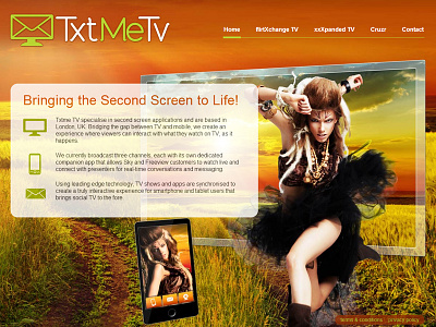 TxtMeTV Home Page interactive mobile photoshop tribal website