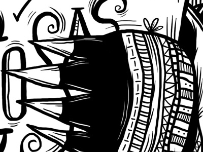 Editorial Illustration for LaCabeza Fanzine detail illustration ink pinto