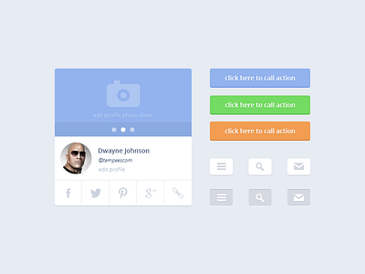Flat UI block button buttons flat ico icon icons profile slider social ui