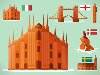 City landmarks europe landmarks monuments vector