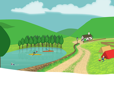 Walling, grassing and pathing illustration landscape