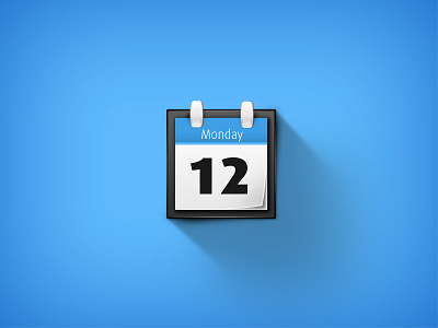 Calendar 12 blue calendar icon monday shadow