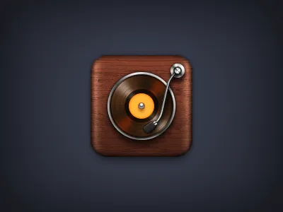 Turntable iOS Icon icon ios ipad iphone player record retina turntable wood