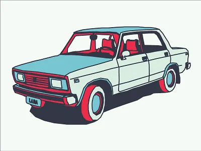 Good ol' Lada auto car lada line illustration russian soviet ussr vintage