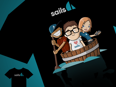 Sails Shirt 01 balderdash balderdashy black blue bucket heather white mike mcneil promotion sails sails.js shirt design