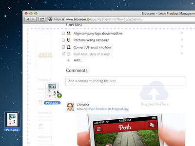 Drag & Drop File Attachments arrow attachment browser checklist cloud drag drag and drop drop file image interaction path preview product product management project management ticket ux
