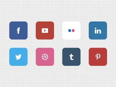 Social Icons dribbble facebook flickr icons linkedin pintrest social tumblr twitter youtube