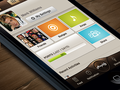 Amp_Profile amp badges clean color colour dribbble friends icon ios iphone app mobile music share social sound ui ui design visual design