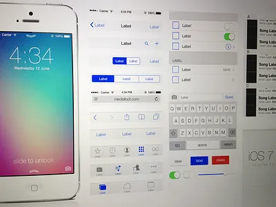 iOS 7 UI Kit (Free Download .psd) app gui ios ios 7 iphone ui