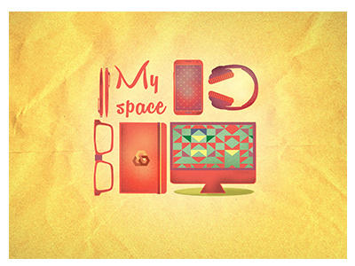 My Space designer flat design glasses mac music