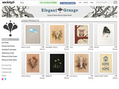 Society6 Shop! illustration prints shop society6