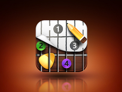 Chords Creator App 3d app chords guitar icon ios paper pencil strings wood