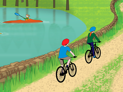 Cyclists illustration landscape