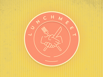 Lunchmeet App application flat fork fresh hands knife logo lunch minimal outline shaking simple symbol