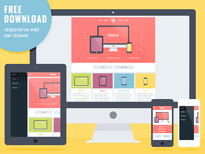 Responsive layout with Navigation Drawer clean debut download flat free ipad iphone nav drawer navigation navigation drawer responsive responsive web website