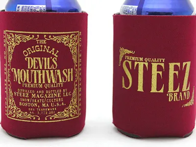 'Devil's Mouthwash' Koozie beer koozie branding product design steez magazine vintage