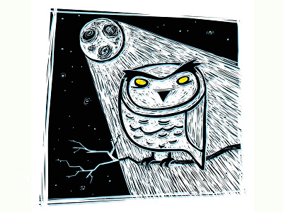 Owl in the night black dark drawing illustration night owl spooky