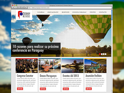 Paraguay Convention & Visitors Bureau blog clean homepage news photography slideshow website