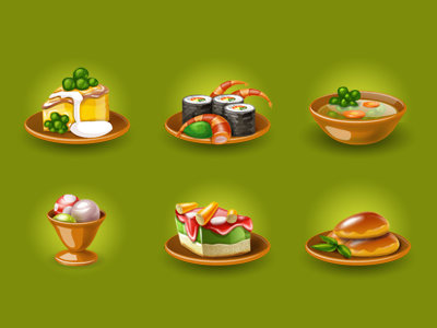 Food icons for game (50% real size) app cook food game icon