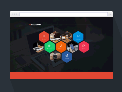 Hexagram portfolio - Animation scroll clean colorful flat hexagon hexagram parallax portfolio showcase