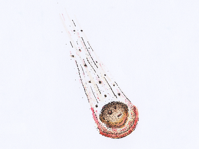 Meteorite meteor meteorite omg! its going to hit us! pointillism space watercolour