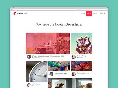 CreateOne Journal blog flat focus lab journal masonry minimal web design website