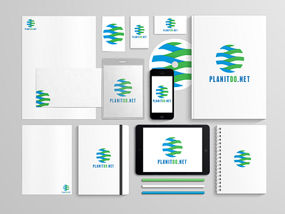 Identity Mockup binder blue book brand business card circle envelope green head identity ipad iphone letter logo minimal mock up mockup notebook paper pencil shape simple sticker