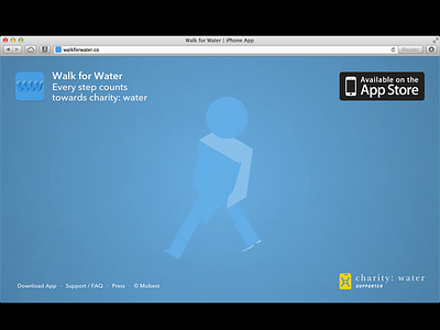 Walk for Water marketing site animation app avenir next iphone video