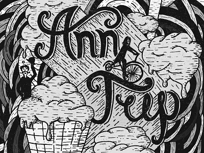 Ann Trip black fun grey hola illustration ink lettering white