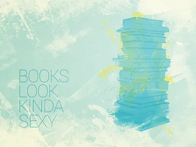 Books Poster books education pile poster turquoise yellow