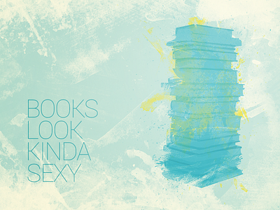 Books Poster books education pile poster turquoise yellow