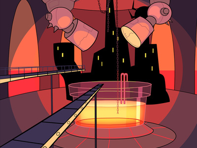 Damaged: Lava Pool Background background damaged dark doom evil factory fire invader zim lava liz miele melt molten pool red robot tank terminator web series