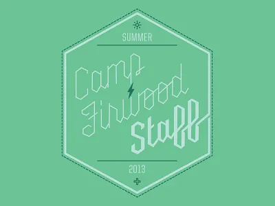 Firwood Staff 2013 T-Shirt 2013 apparel camp firwood cross green knockout lightning mille mint patch script staff summer sun thread type typography vector