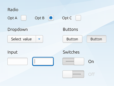 Light UI Kit I button input field radio button switches ubuntu ui