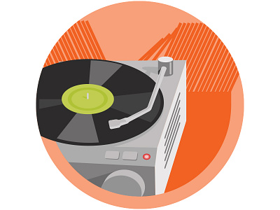 Record Player badge cook graphic design illustration music record player ryland ui ux vinyl web design